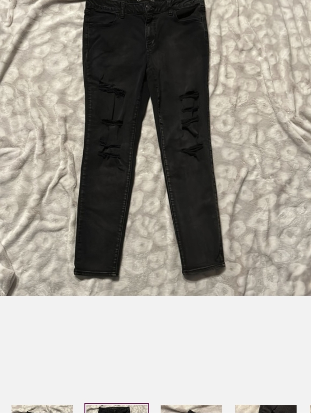 American Eagle Super Super Stretch Jegging Jeans Size 14 Black Distressed